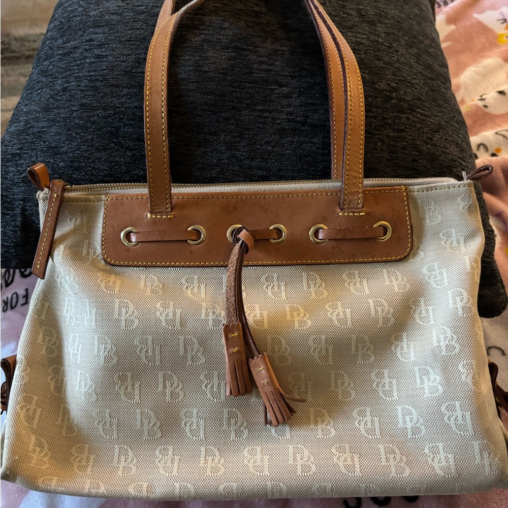 Dooney & Bourke Beige and Brown Shoulder Bag